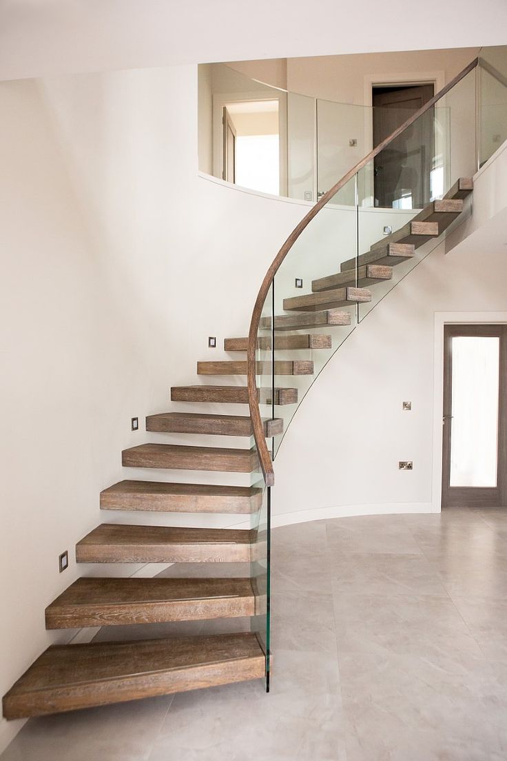 Curved Glass Wood Stair